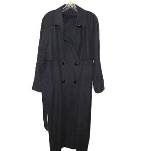 Julia Klein Black Double Breasted Belted Trench Coat Size 12P